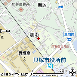 大阪府貝塚市加治27-1周辺の地図