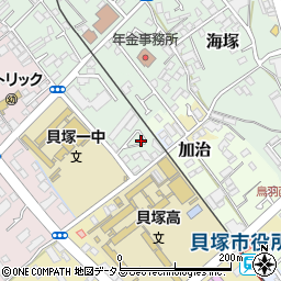 大阪府貝塚市神前周辺の地図