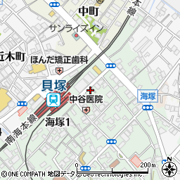 南海貝塚駅東口周辺の地図