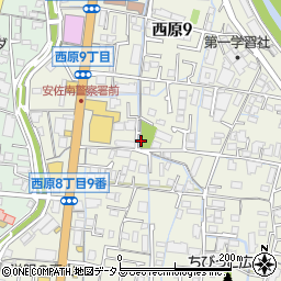 西原第一公園トイレ周辺の地図