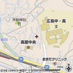 広島県東広島市高屋町中島355-27周辺の地図