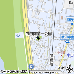 口田南第一公園周辺の地図