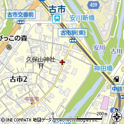 上古市周辺の地図