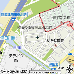 大阪府貝塚市津田北町周辺の地図