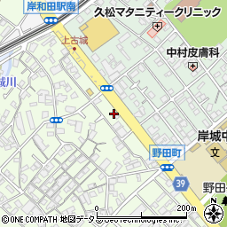 大阪府岸和田市上町10周辺の地図