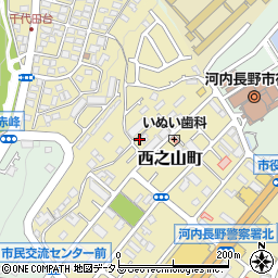 大阪府河内長野市西之山町周辺の地図