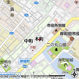 大阪府岸和田市本町周辺の地図