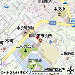 岸和田市役所周辺の地図