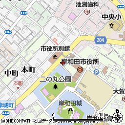 岸和田市　職員労働組合周辺の地図
