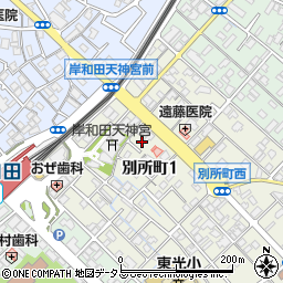 大阪府岸和田市別所町1丁目12周辺の地図