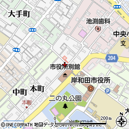 岸和田本町郵便局周辺の地図