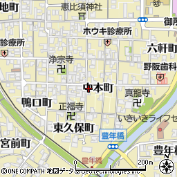 奈良県御所市中本町周辺の地図