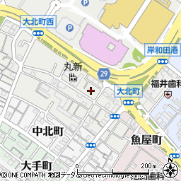 大阪府岸和田市大北町9-28周辺の地図