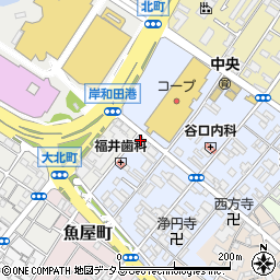 岸和田北町郵便局周辺の地図