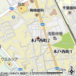 大阪府河内長野市木戸西町周辺の地図