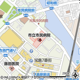倉敷市立市民病院周辺の地図