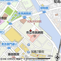 倉敷市立市民病院周辺の地図