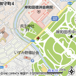 岸和田警察署中央公園交番周辺の地図