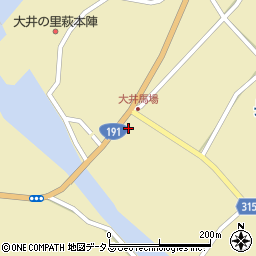 山口県萩市大井大井馬場上1662周辺の地図