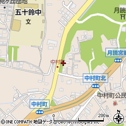 三重県伊勢市中村町周辺の地図