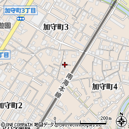 大阪府岸和田市加守町周辺の地図