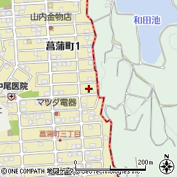 奈良県橿原市菖蒲町1丁目38周辺の地図