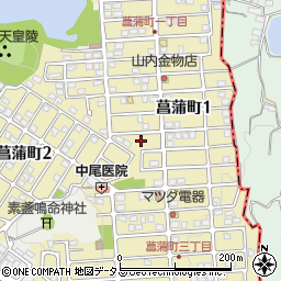 奈良県橿原市菖蒲町1丁目27周辺の地図