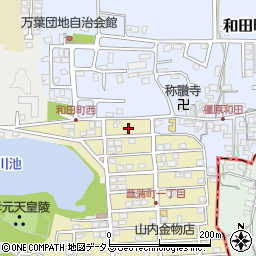 奈良県橿原市菖蒲町1丁目2周辺の地図