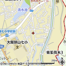 大阪府大阪狭山市東茱萸木周辺の地図