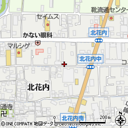 奈良県葛城市北花内周辺の地図