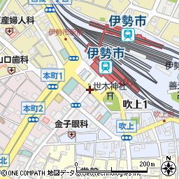 伊勢市駅前周辺の地図