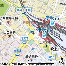 伊勢市駅周辺の地図