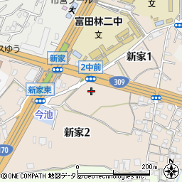 大阪府富田林市新家周辺の地図
