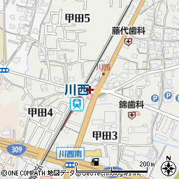 川西駅前駐車場周辺の地図