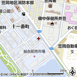 岡山県笠岡市十一番町10周辺の地図