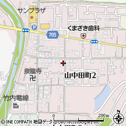 大阪府富田林市山中田町周辺の地図