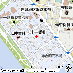 岡山県笠岡市十一番町7周辺の地図