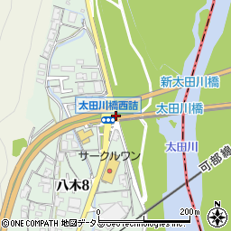 太田川橋西詰周辺の地図