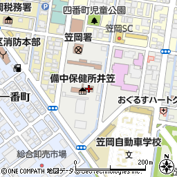 笠岡市役所政策部　笠岡市消費生活センター周辺の地図