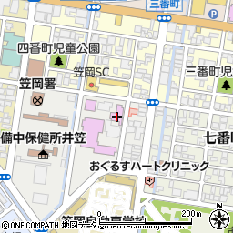 岡山県笠岡市六番町周辺の地図