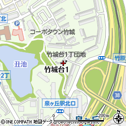 ＵＲ都市機構泉北竹城台１丁団地２－３棟周辺の地図