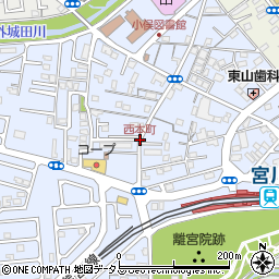 西本町周辺の地図