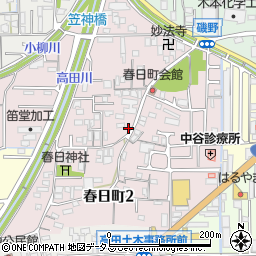 奈良県大和高田市春日町周辺の地図