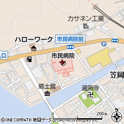 笠岡市立市民病院周辺の地図