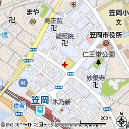 岡山県笠岡市中央町周辺の地図