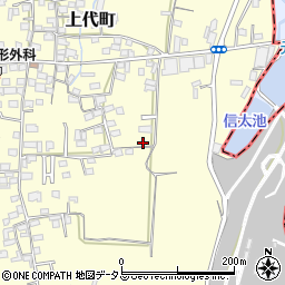 大阪府和泉市上代町周辺の地図