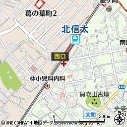 和泉市役所公共サービス公社　北信太駅前駐輪場周辺の地図
