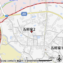 大阪府富田林市五軒家2丁目12周辺の地図