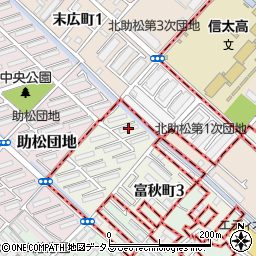 ＵＲ都市機構助松団地２０号棟周辺の地図