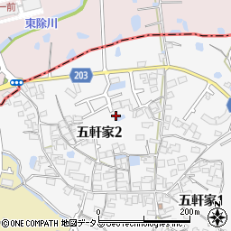 大阪府富田林市五軒家2丁目周辺の地図